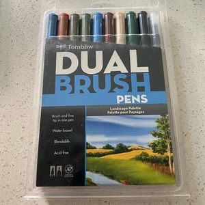 Tombow dual brush pen marker landscape